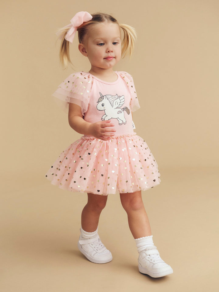 Huxbaby Glitter Unicorn Ballet Onesie - Rosebud