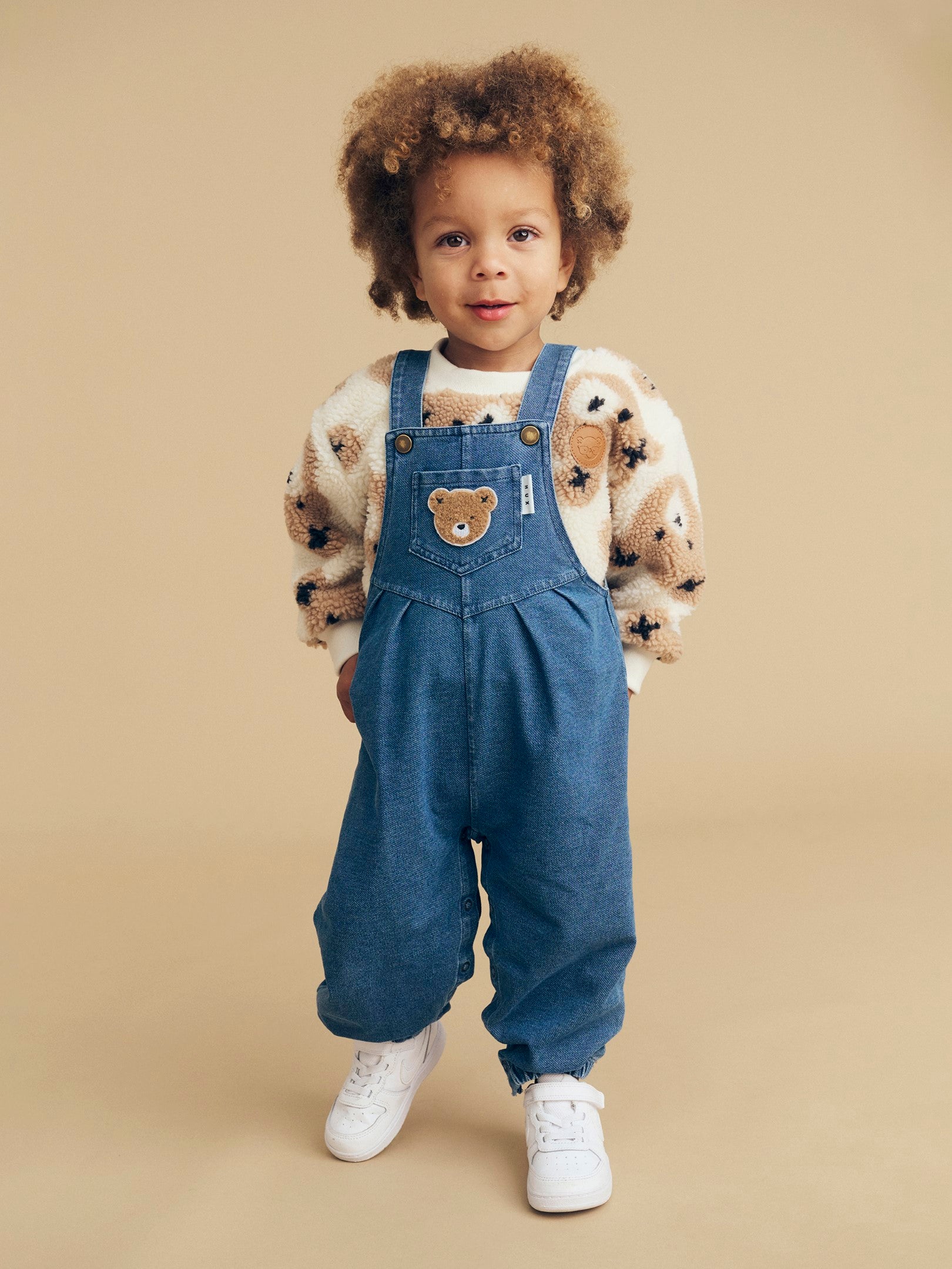 Knit sales denim overalls