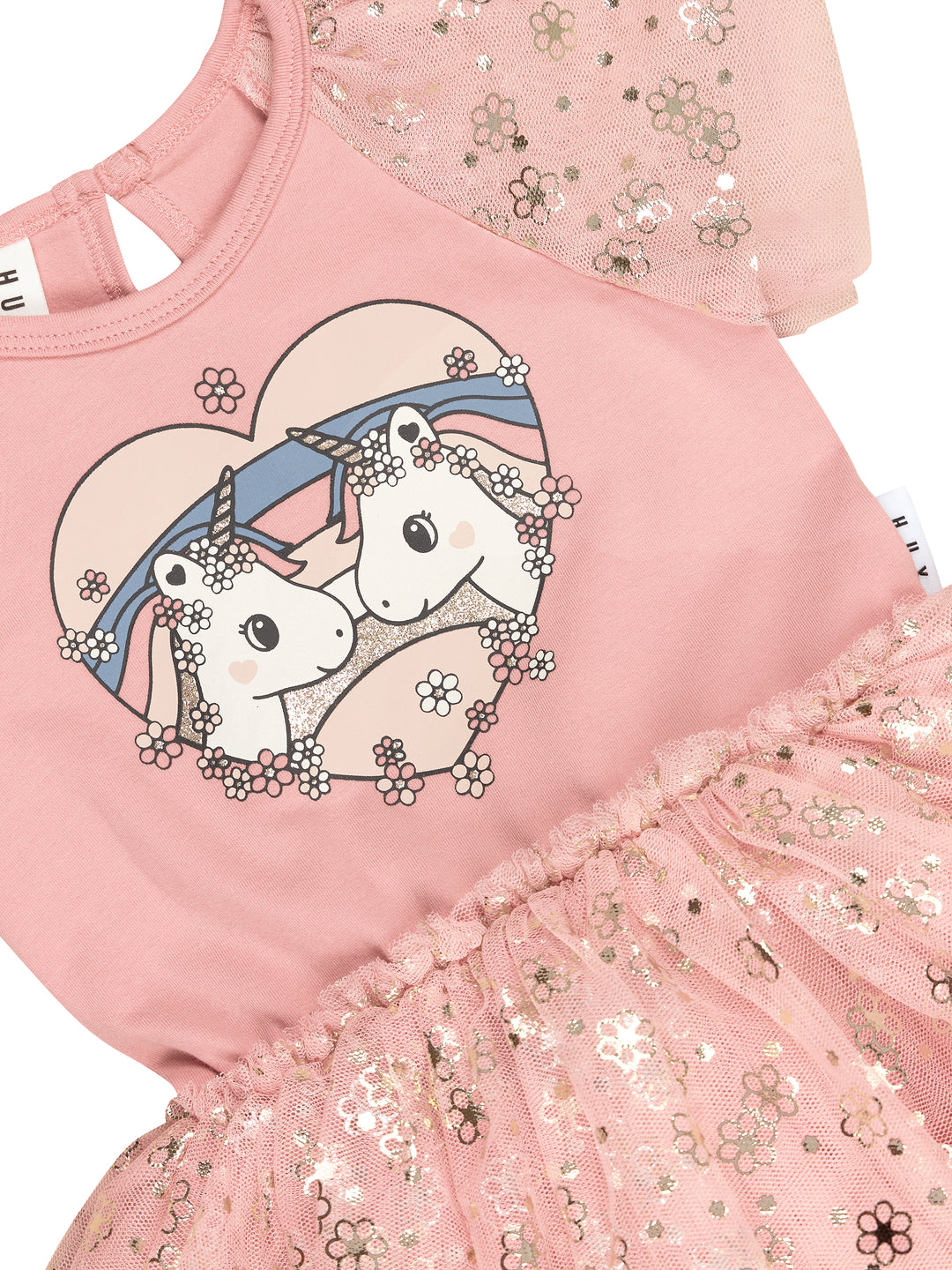 Huxbaby Unicorn Heart Raglan Ballet Onesie