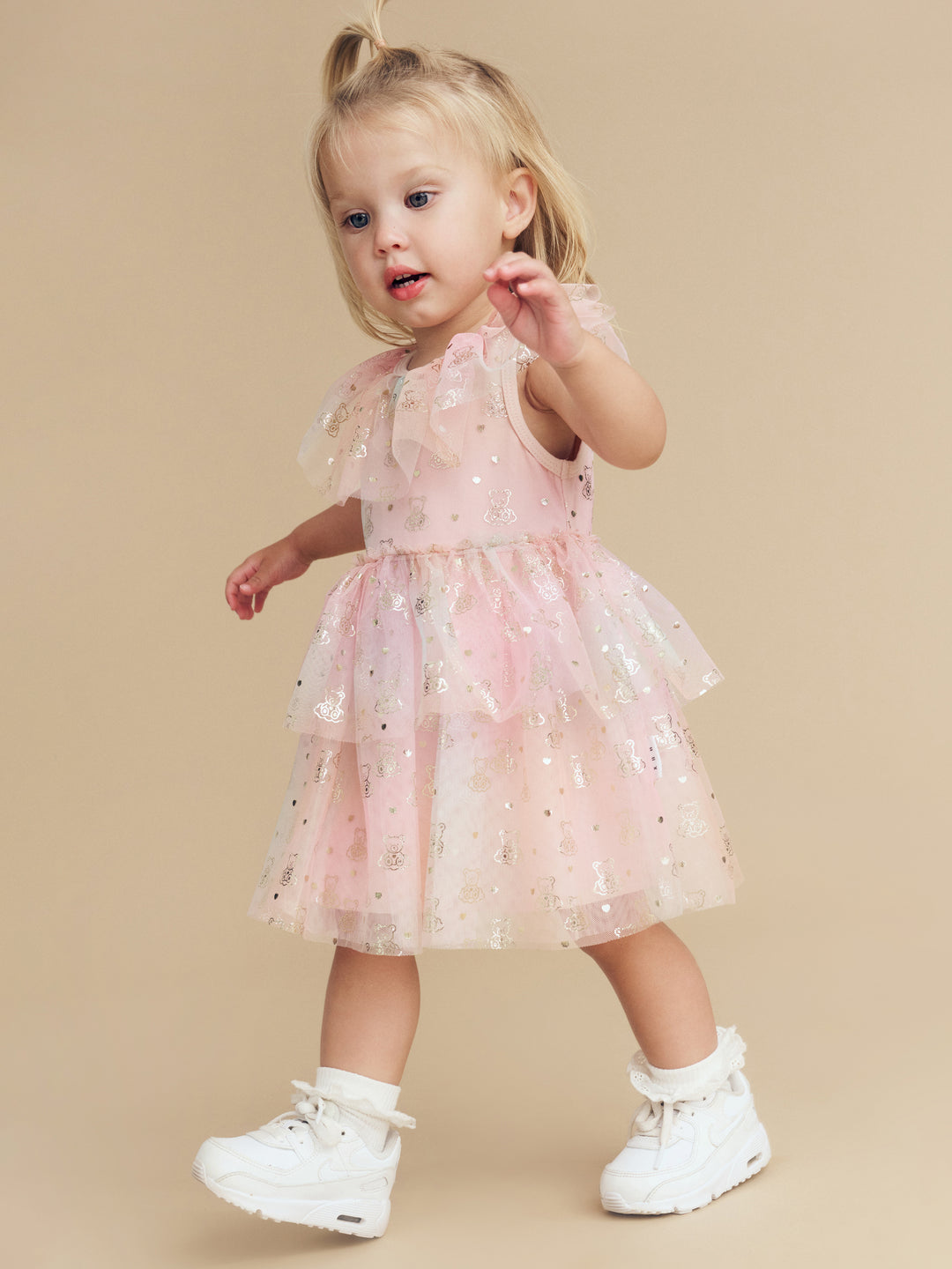 Huxbaby Cloud Bear Tiered Party Dress