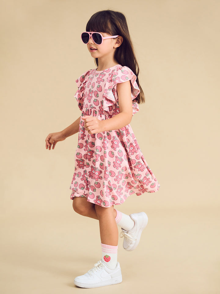 Huxbaby Berry Bear Frill Dress - Candy