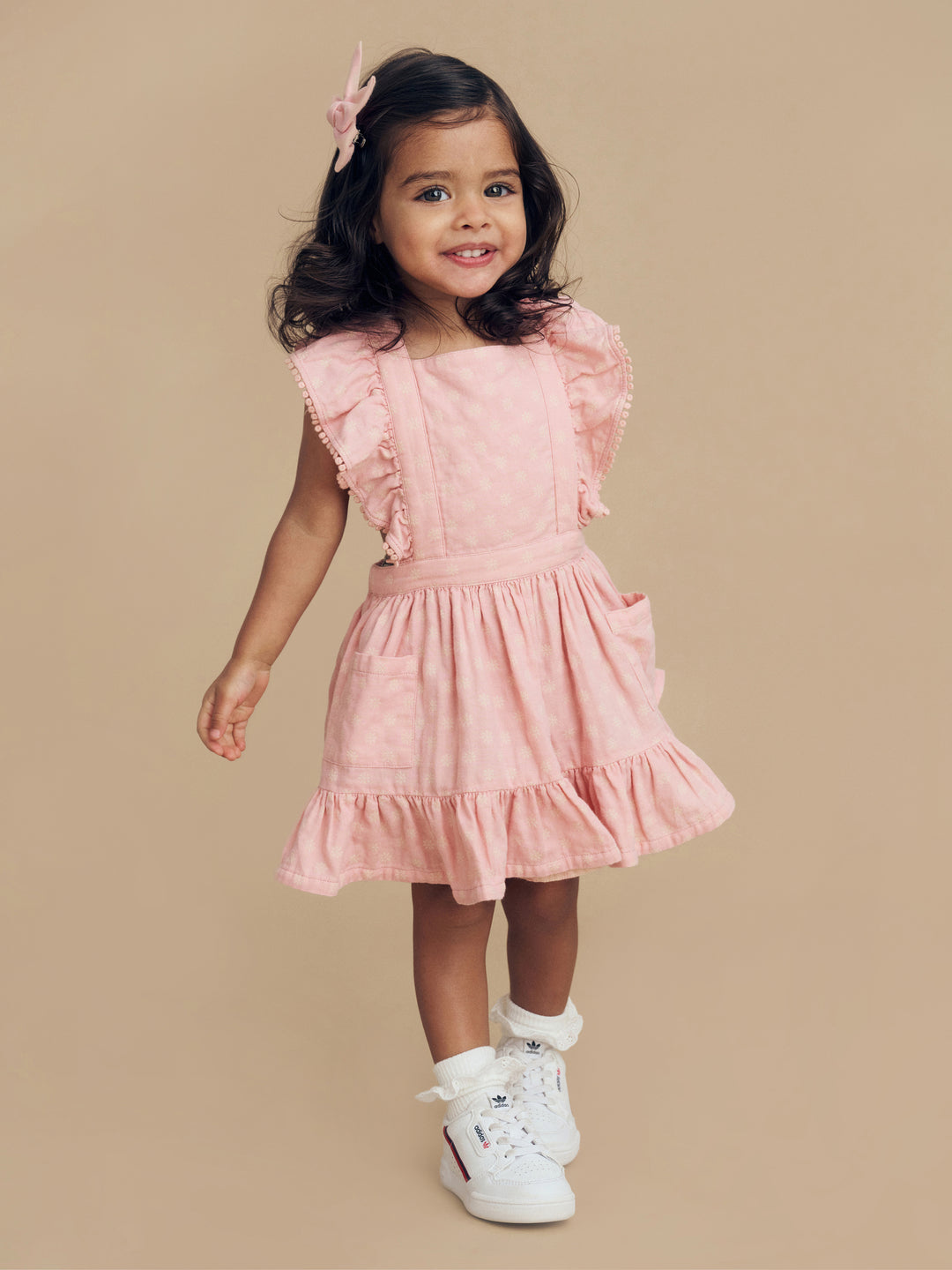 Huxbaby Daisy Reversible Bib Dress - Dusty Rose + Sunkiss