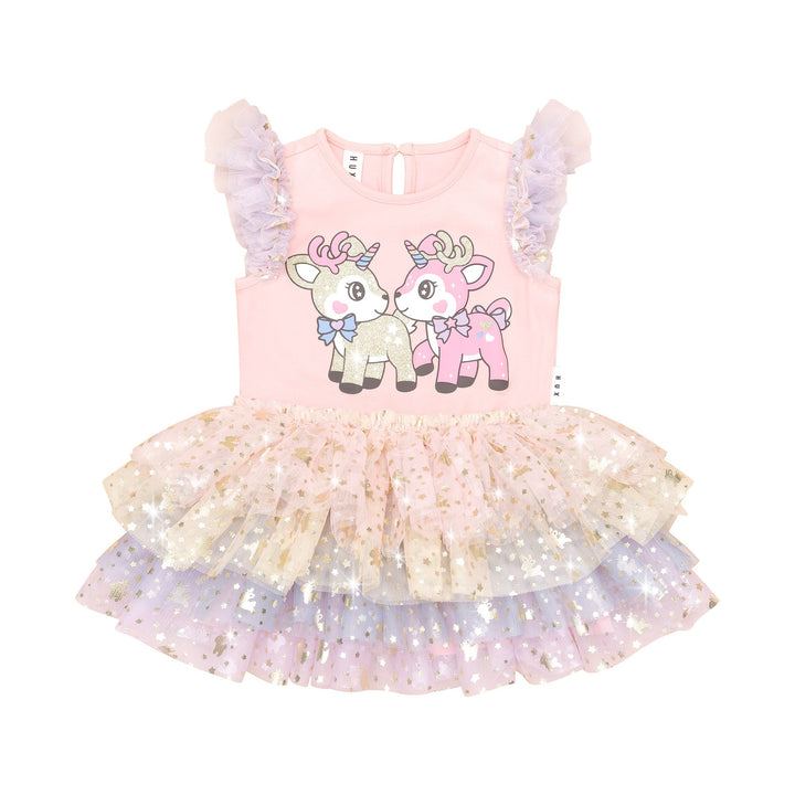 Huxbaby Reindeer Friends Tulle Dress - Candy