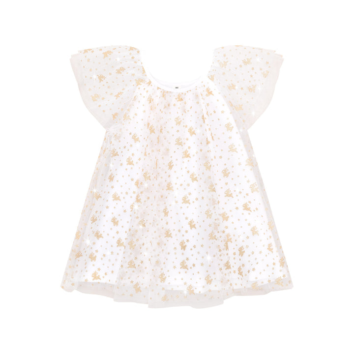 Huxbaby Christmas Reindeer Tulle Dress - White