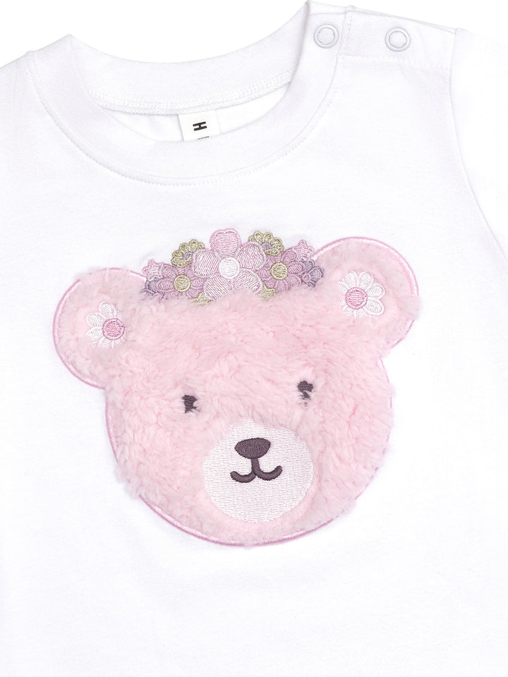 Huxbaby Daisy Furry Bear T-Shirt - White