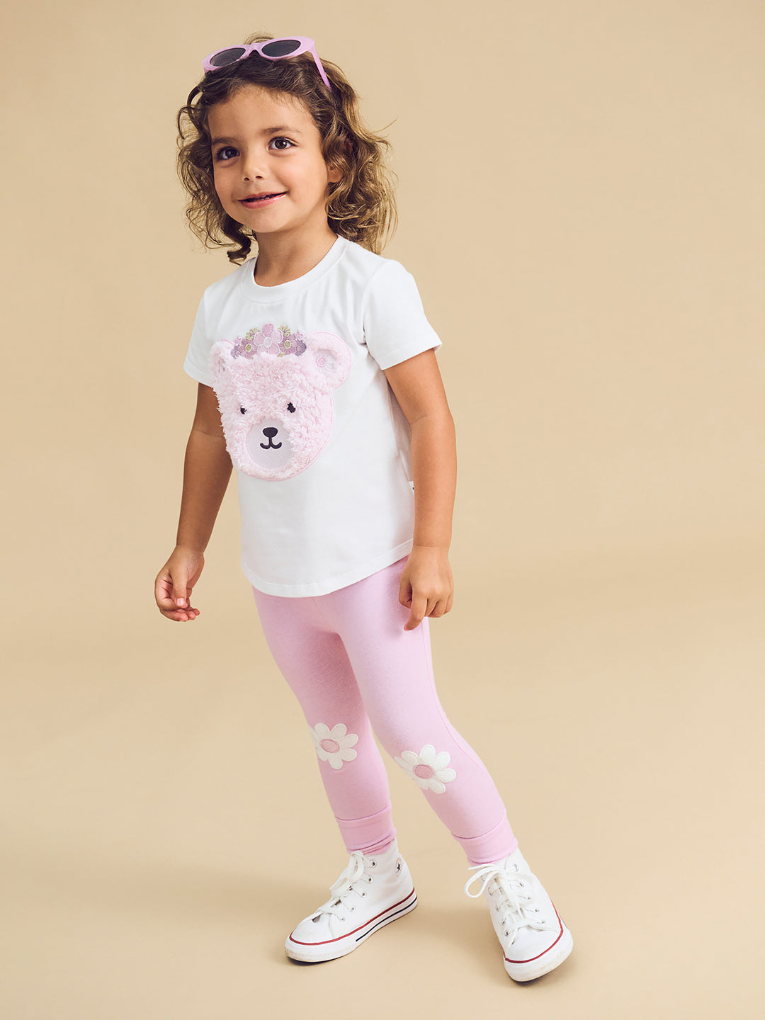 Huxbaby Daisy Furry Bear T-Shirt - White