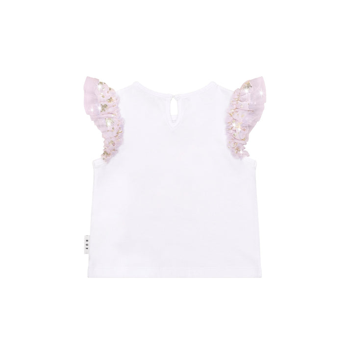 Huxbaby Reindeer Tulle Sleeve T-Shirt - White