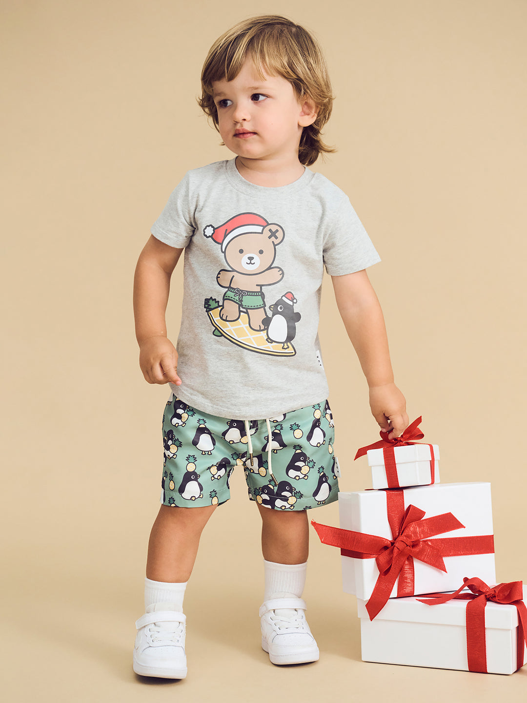 Huxbaby Surfn' Festive Hux T-Shirt  - Grey Marle