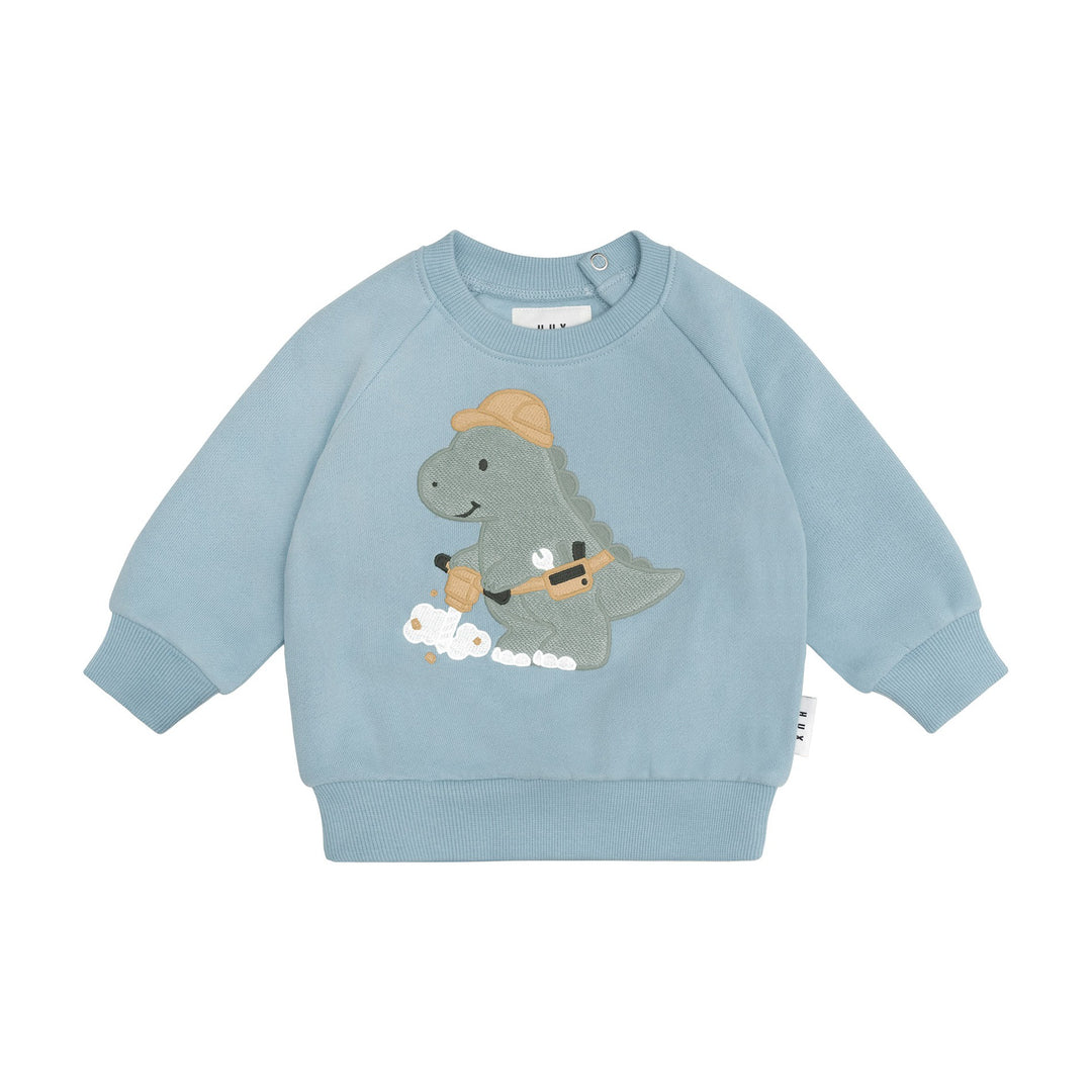 Huxbaby Construction Dino Sweatshirt - Marine Blue