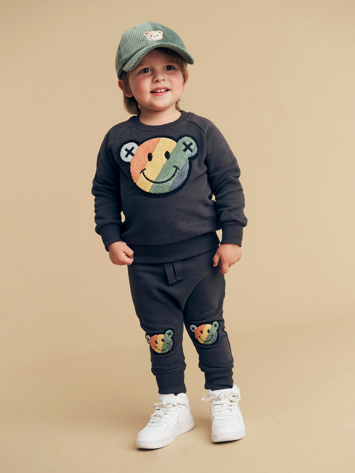 Huxbaby Smiley Rainbow Sweatshirt - Soft Black