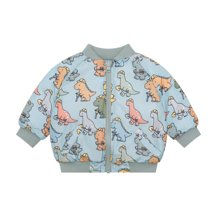 Huxbaby Construction Dinos Reversible Bomber - Mineral Green