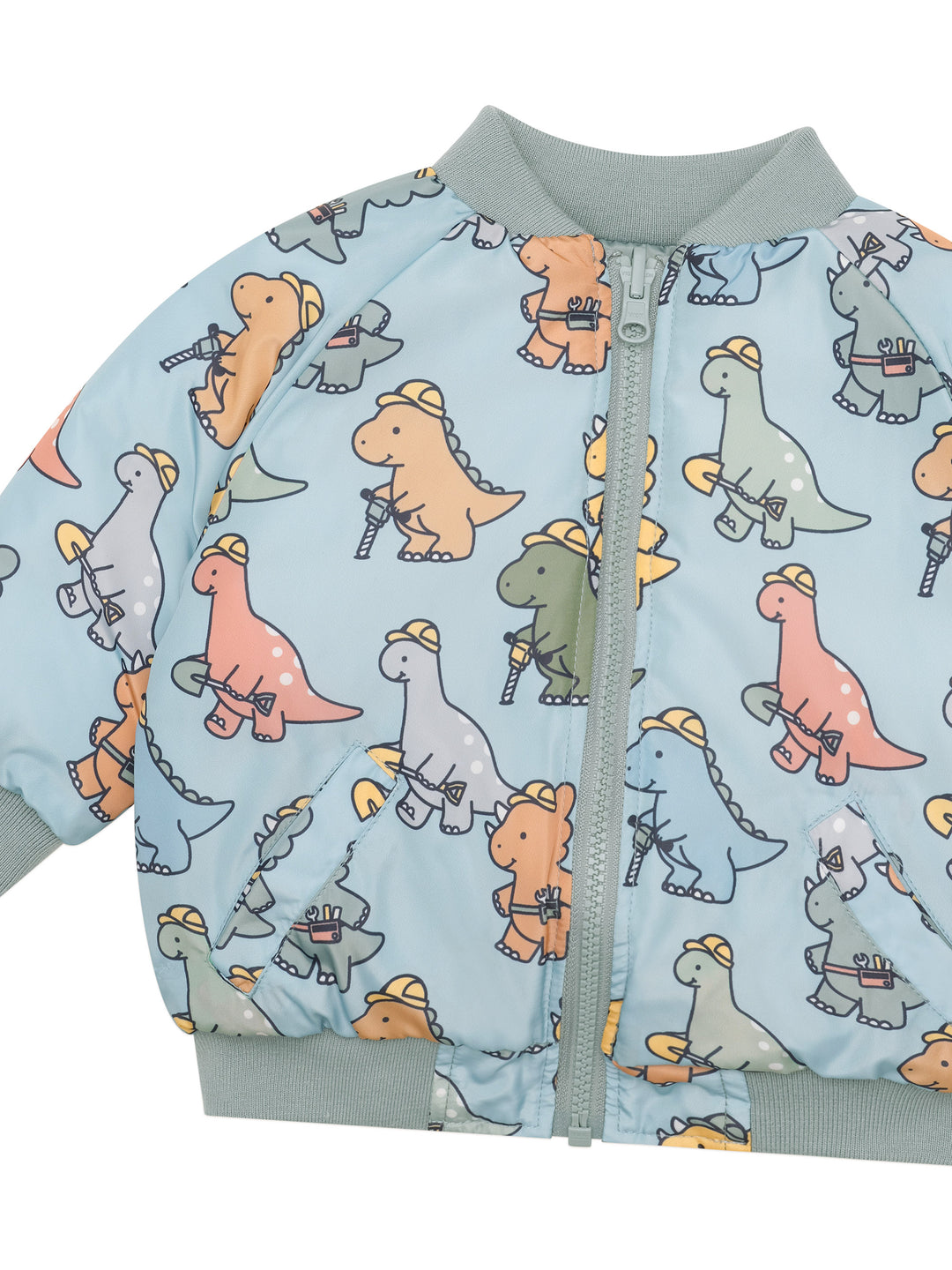 Huxbaby Construction Dinos Reversible Bomber - Mineral Green