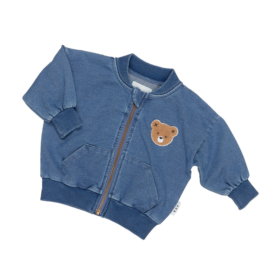 Huxbaby Hux Bear Knit Denim Bomber Jacket