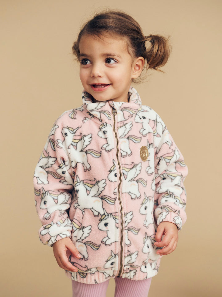 Huxbaby Magical Unicorn Fleece Jacket - Rosebud