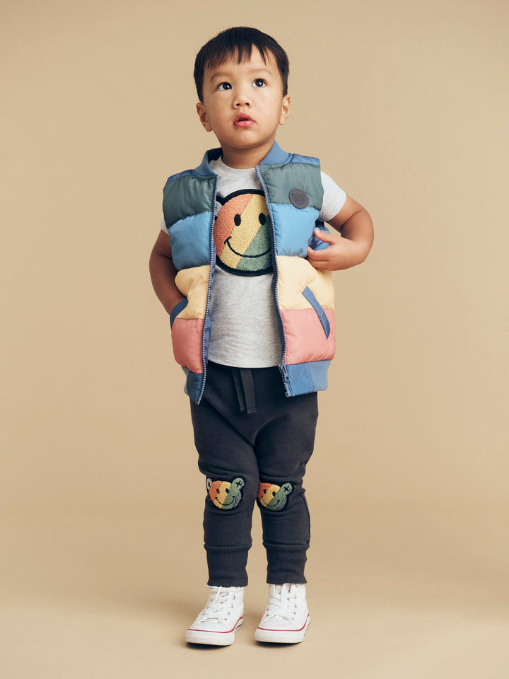 Huxbaby Smiley Rainbow Puffer Vest