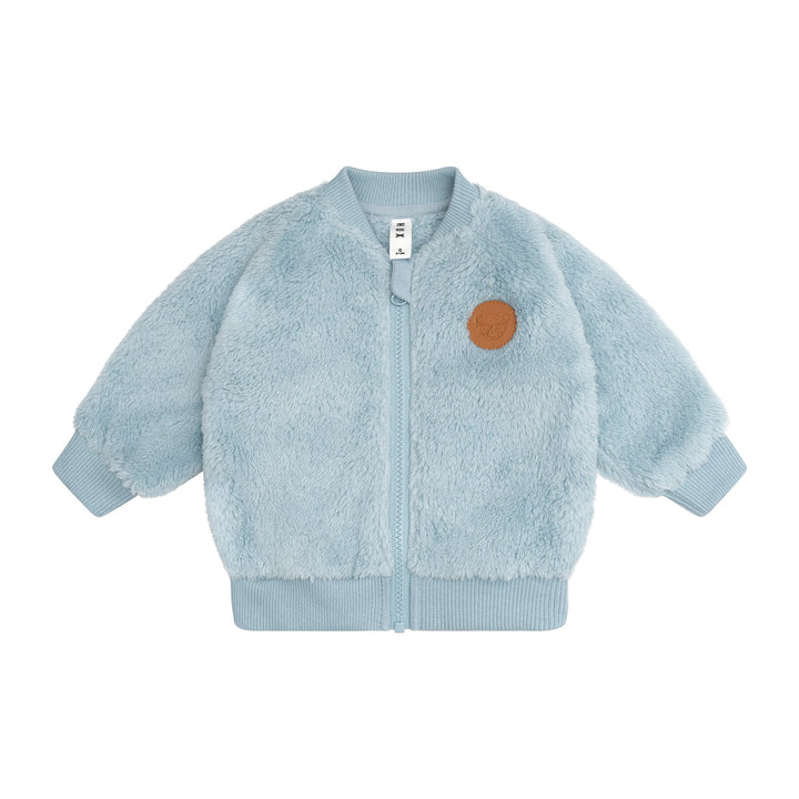 Huxbaby Construction Dino Faux Fur Jacket - Marine Blue