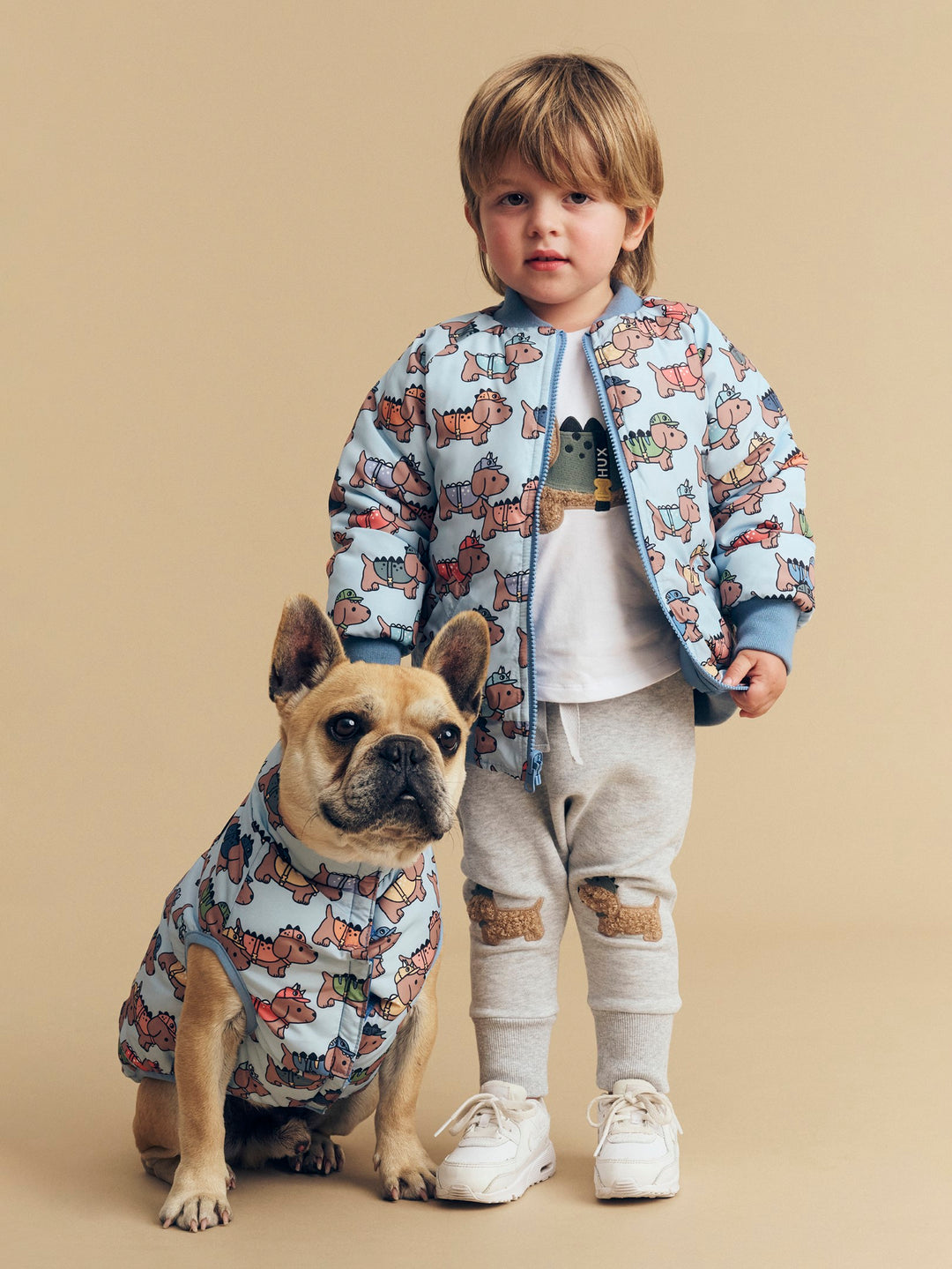 Huxbaby Dino Dog Reversible Bomber - Mountain Blue