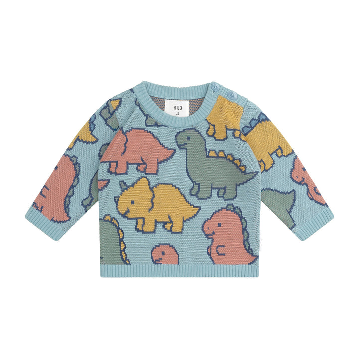 Huxbaby Dino Play Knit Jumper - Marine Blue