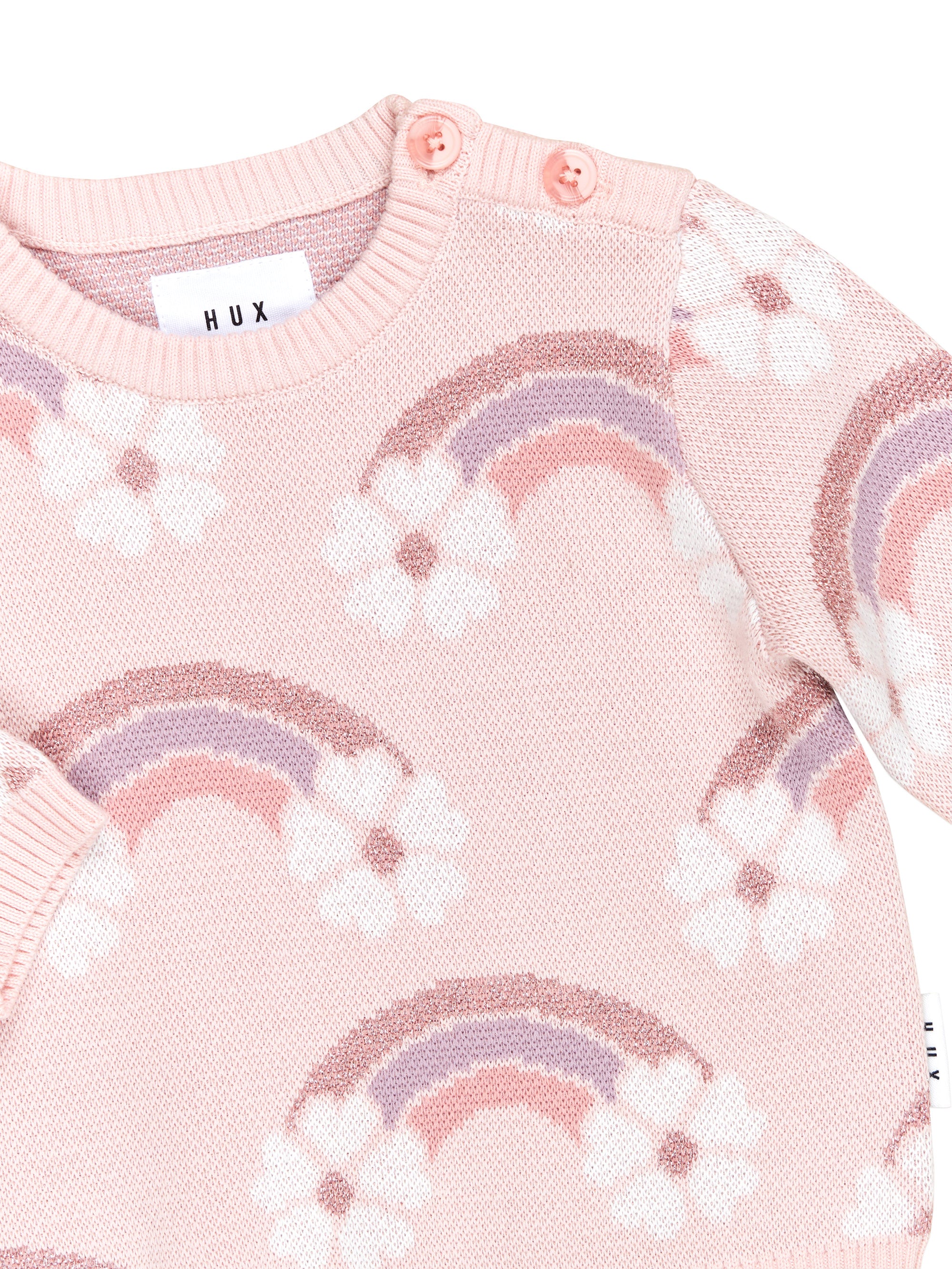 Huxbaby Flowerbow Knit Jumper Pink Pearl Daisy and Hen