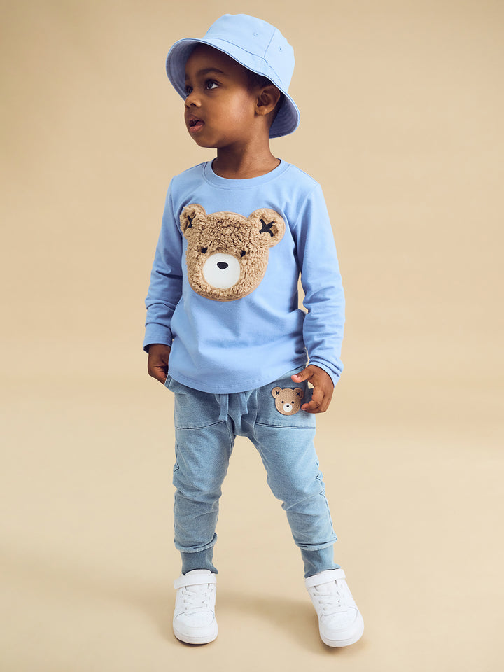 Huxbaby Huxbear Knit Denim Drop Crotch Pant - Denim