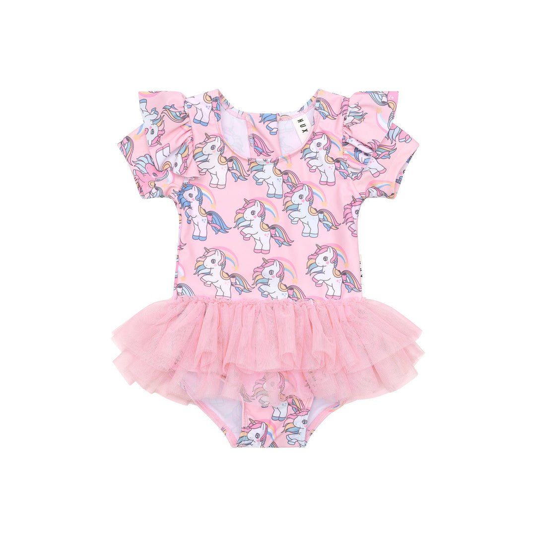 Huxbaby Rainbow Unicorn Frill Ballet Swimsuit - Candy