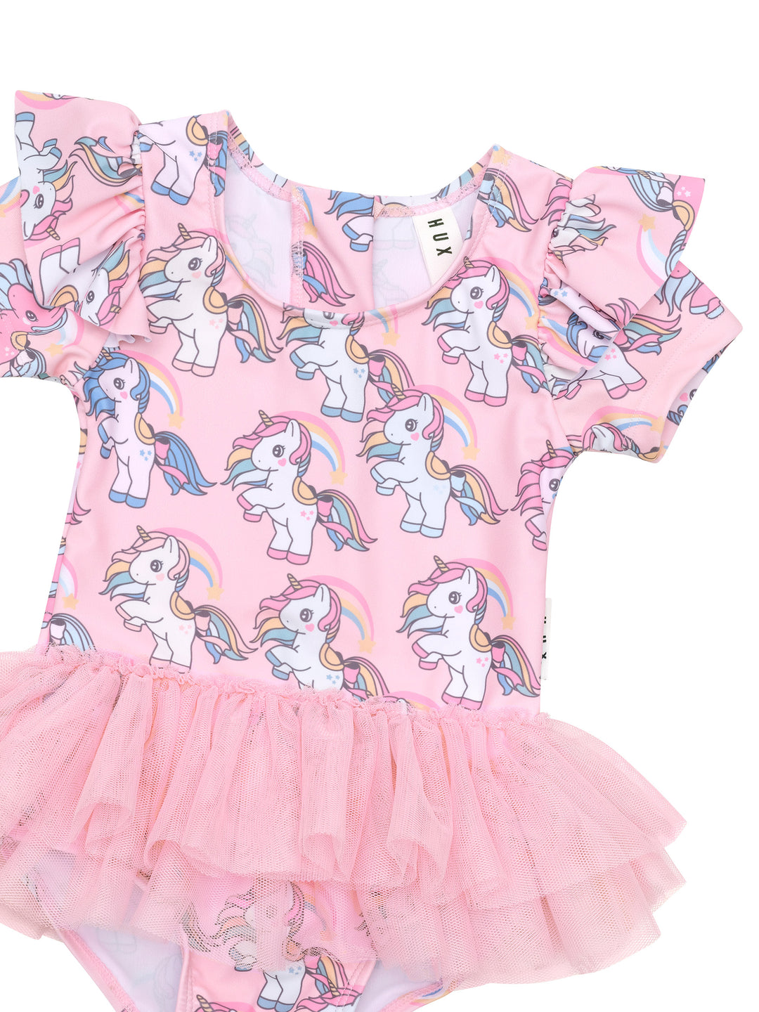 Huxbaby Rainbow Unicorn Frill Ballet Swimsuit - Candy