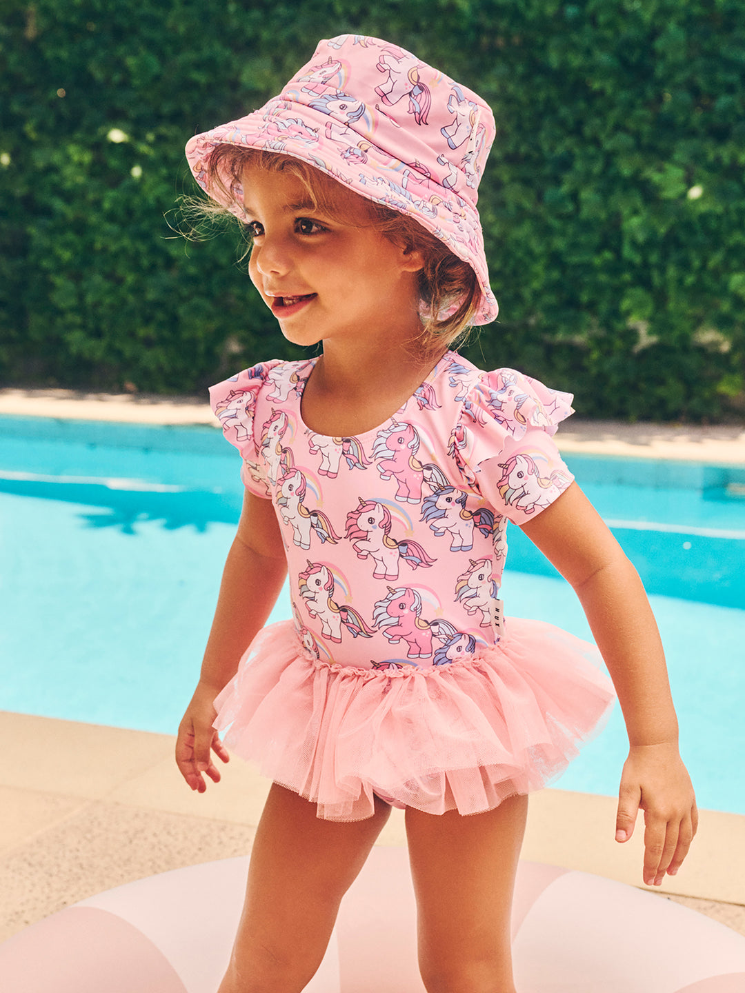 Huxbaby Rainbow Unicorn Frill Ballet Swimsuit - Candy