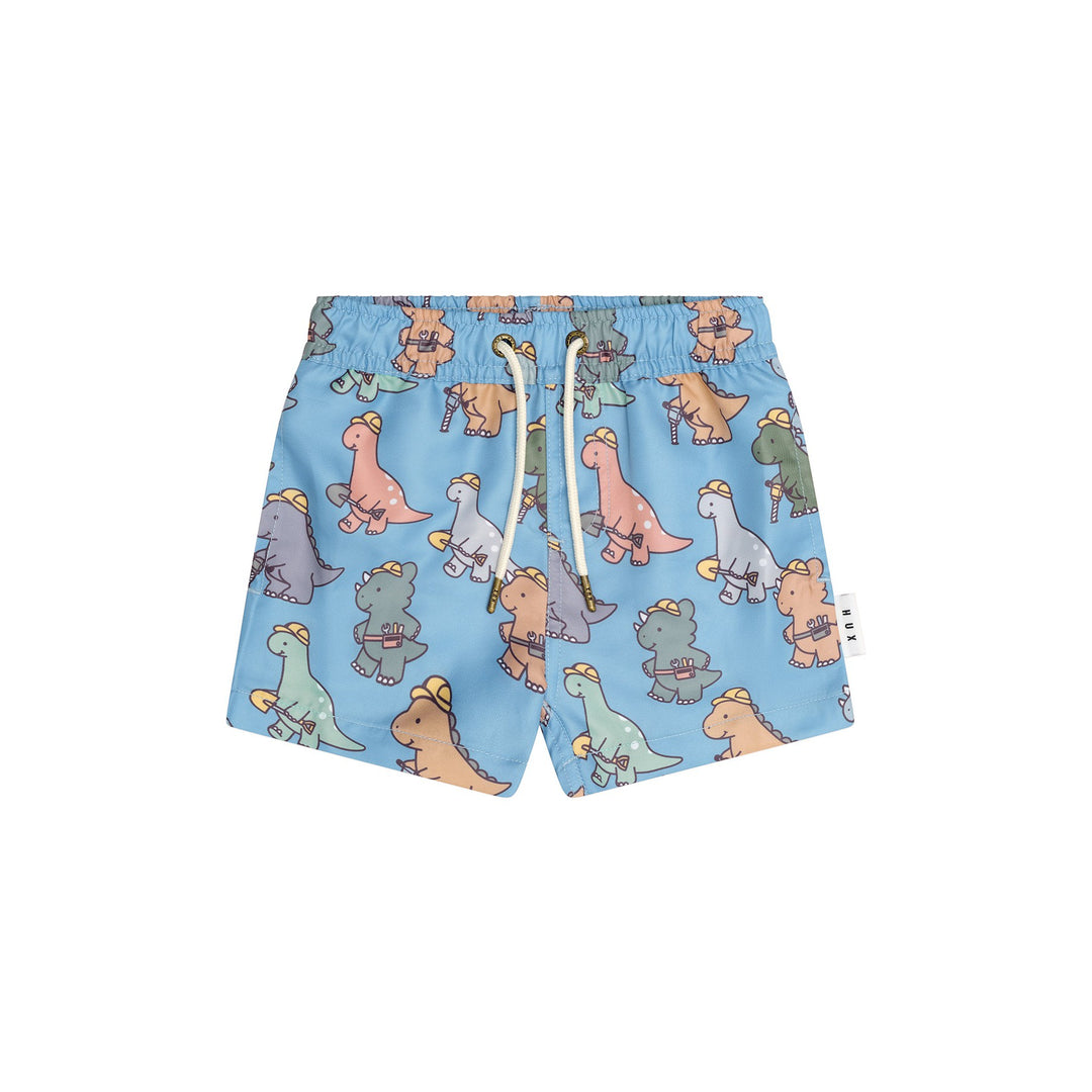 Huxbaby Construction Dinos Swim Short - Bright Blue