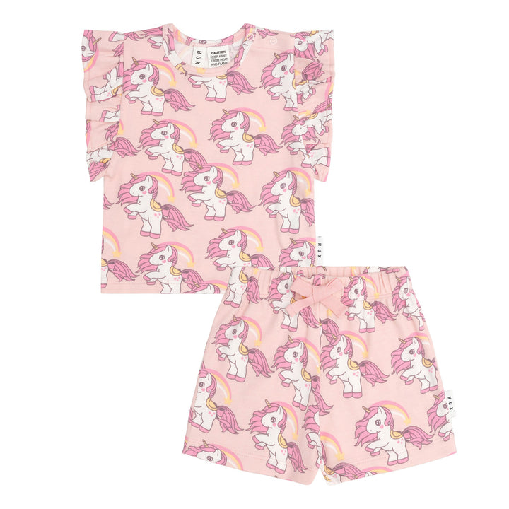 Huxbaby Rainbow Unicorn Frill Pyjamas - Candy