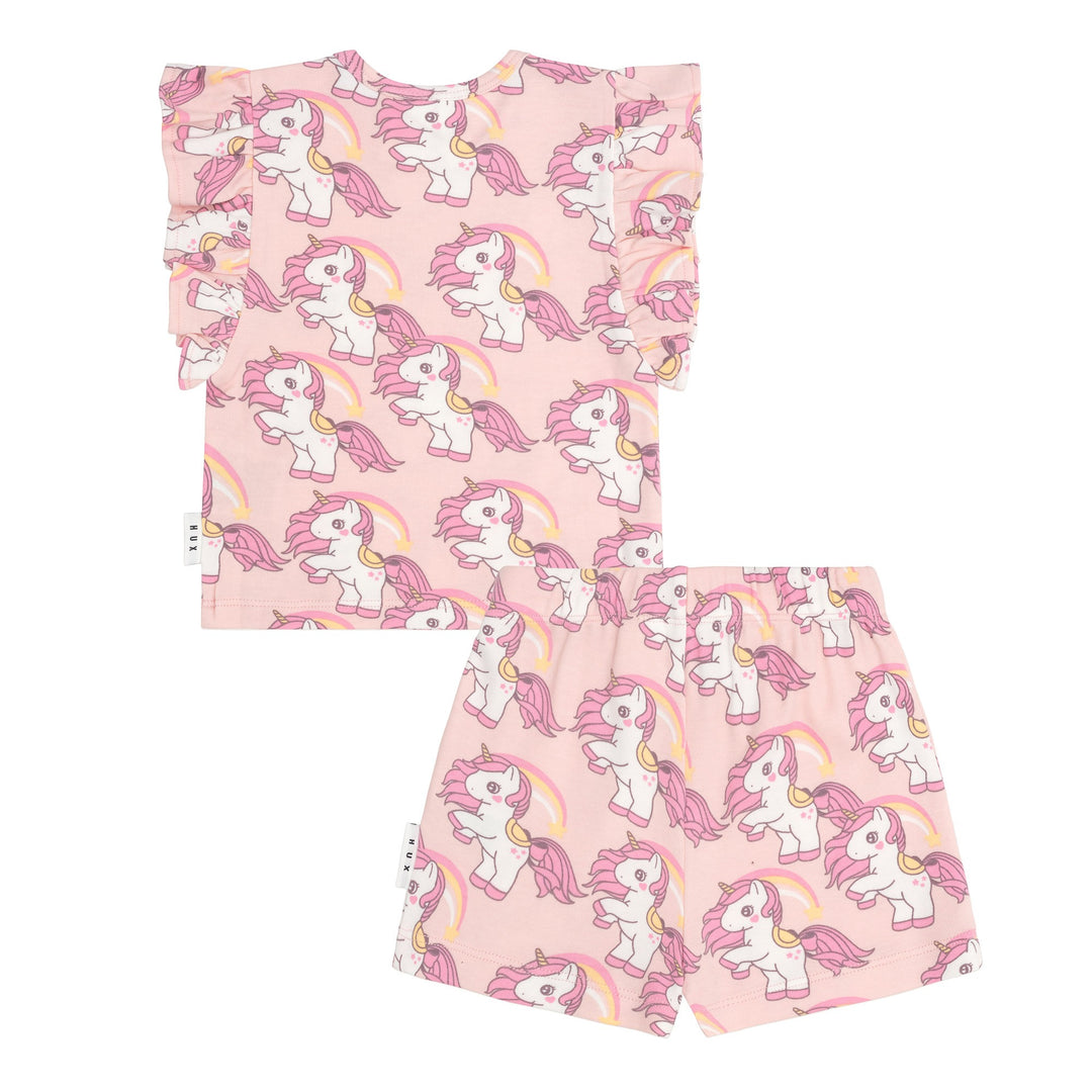 Huxbaby Rainbow Unicorn Frill Pyjamas - Candy