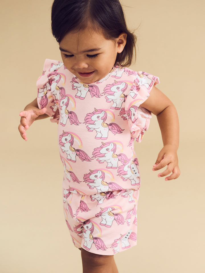 Huxbaby Rainbow Unicorn Frill Pyjamas - Candy