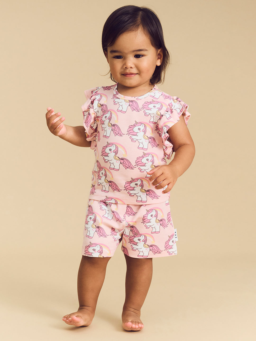 Huxbaby Rainbow Unicorn Frill Pyjamas - Candy