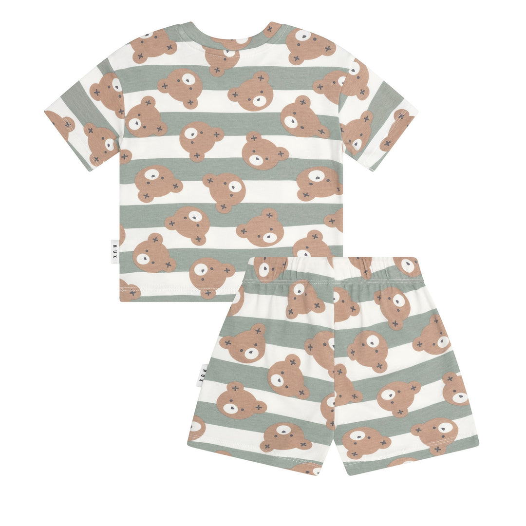 Huxbaby Huxbear Stripe Pyjamas - Sage/Almond Milk