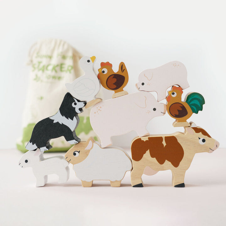 Petilou Farm Stacking Animals and Bag