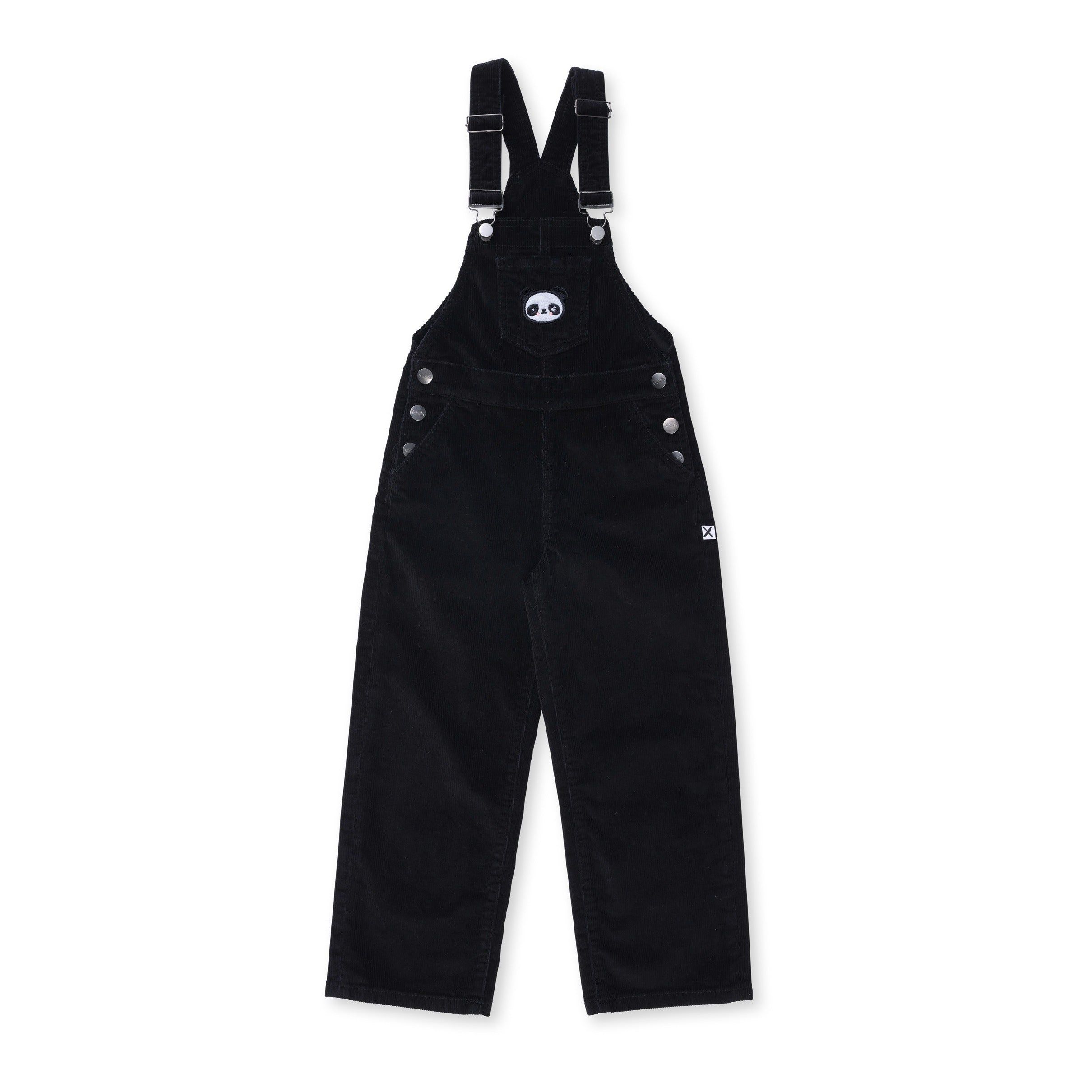 Minti Panda Deluxe Cord Overalls Black Daisy and Hen