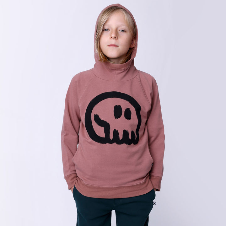 Minti Charcoal Skull Hood - Chocolate