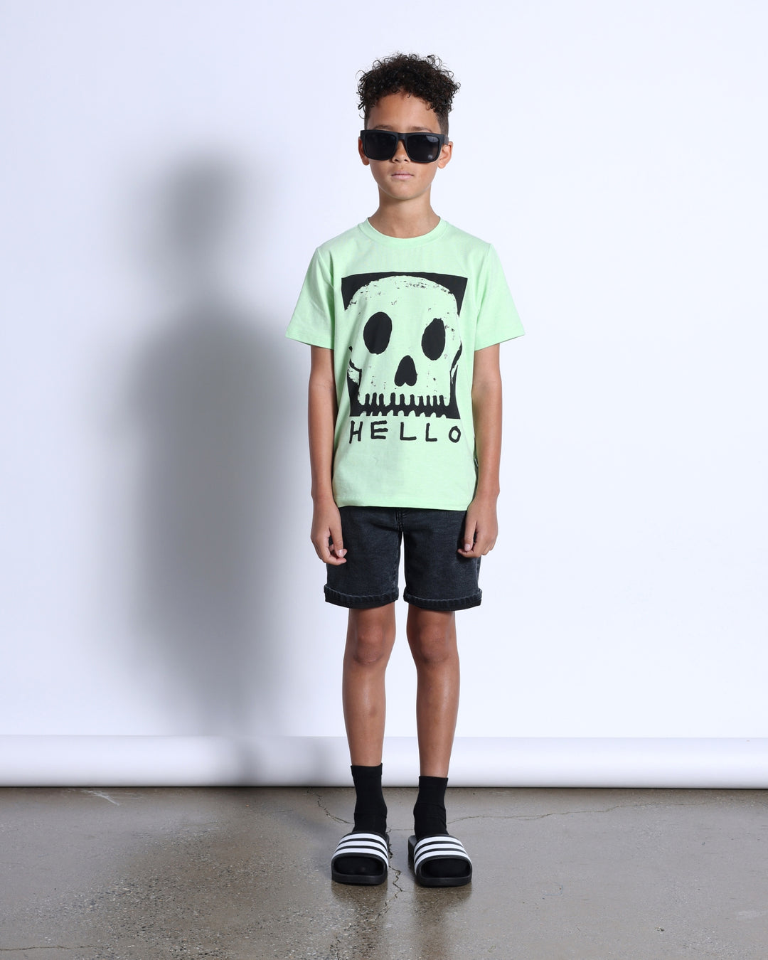 Minti Square Skull Tee - Lime