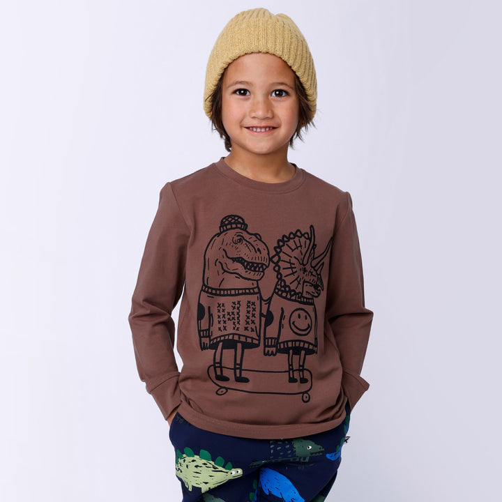 Minti Dino Buddies Tee - Chocolate