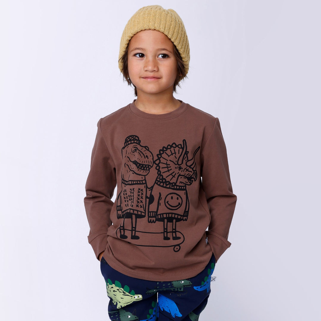 Minti Dino Buddies Tee - Chocolate