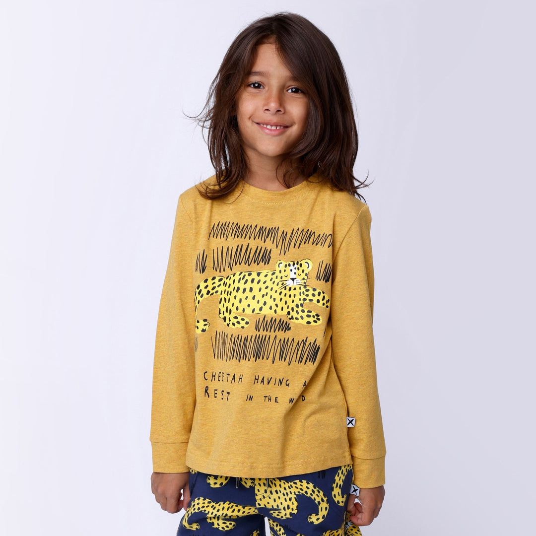 Minti Relaxing Cheetah Tee - Mustard Marle