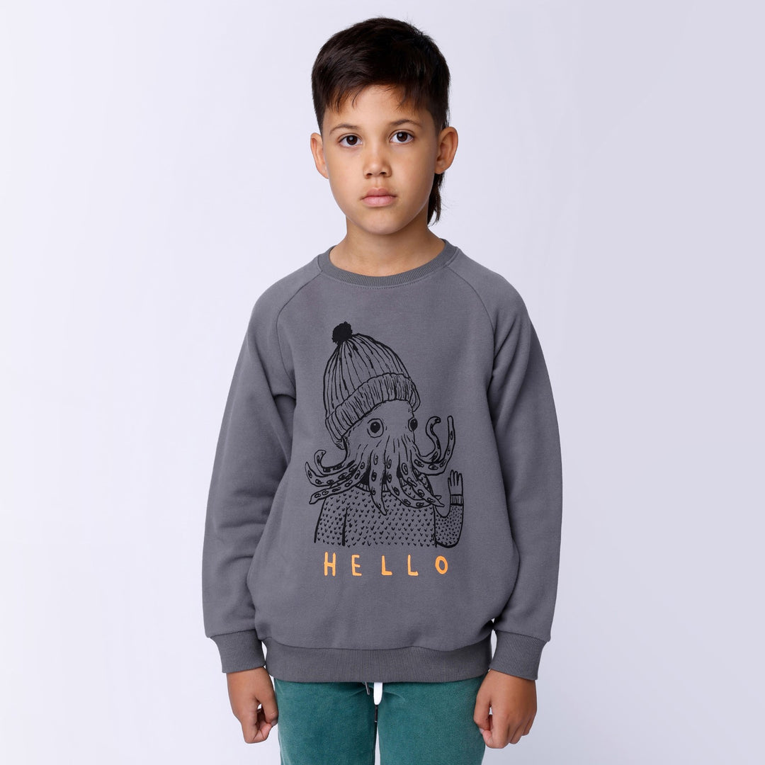 Minti Hello Octopus Furry Crew - Dark Grey