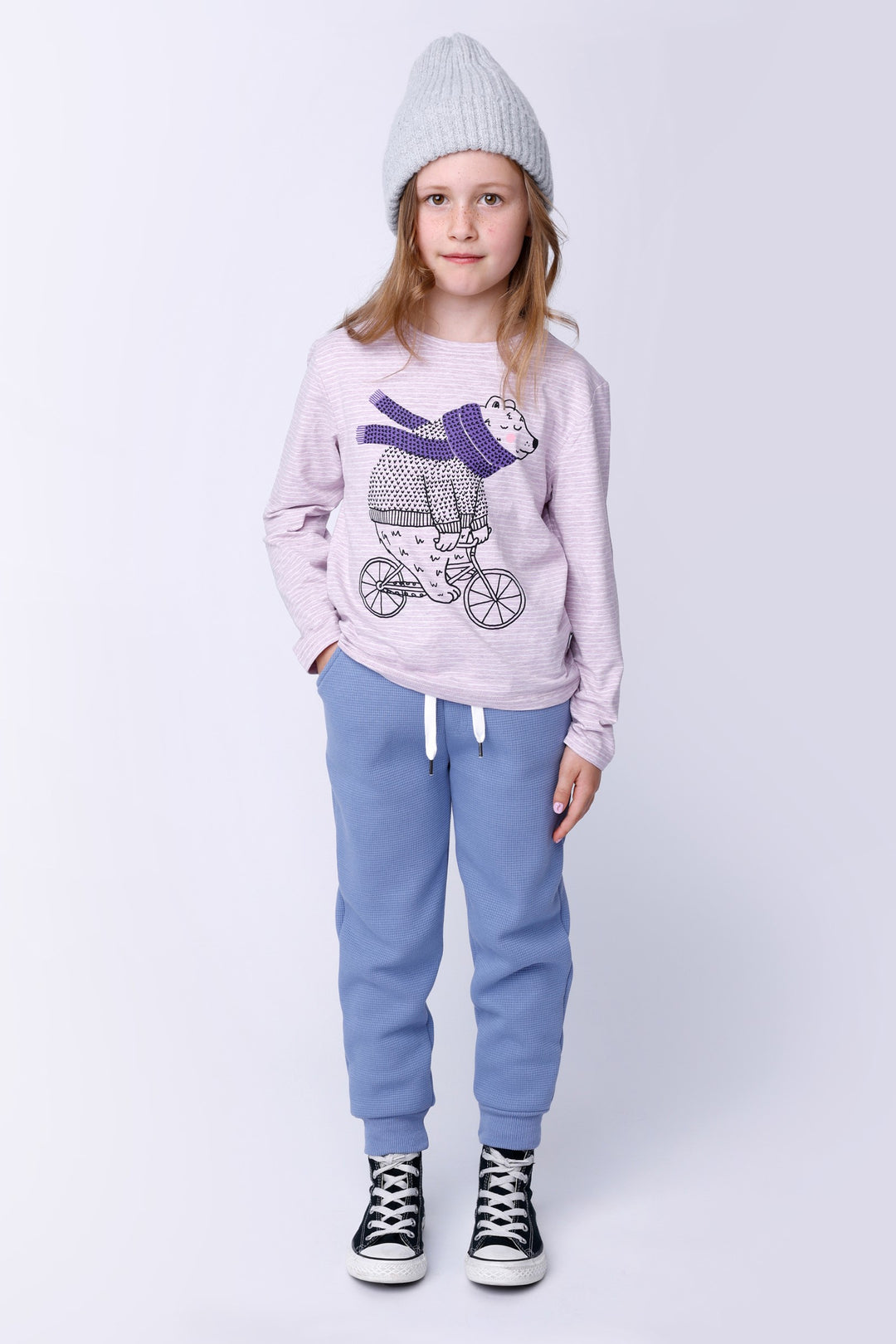 Minti Furry Waffle Trackies - Cornflower