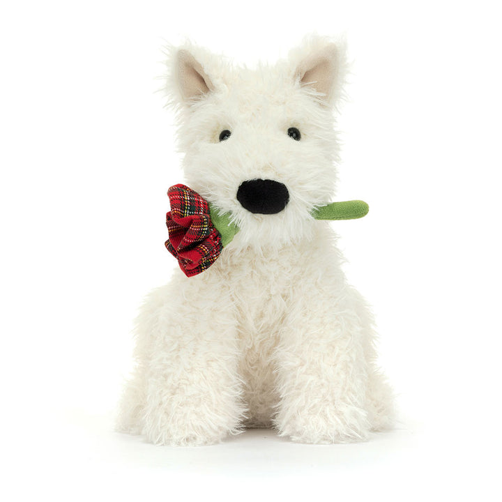 Jellycat Munro Dog Holding Rose