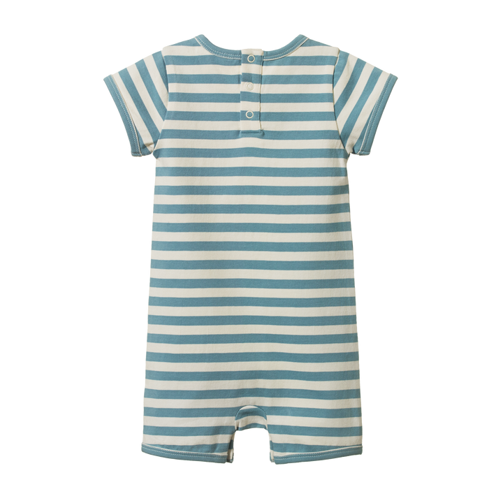 Nature Baby Short Sleeve Quincy Romper - Mineral Sea Stripe