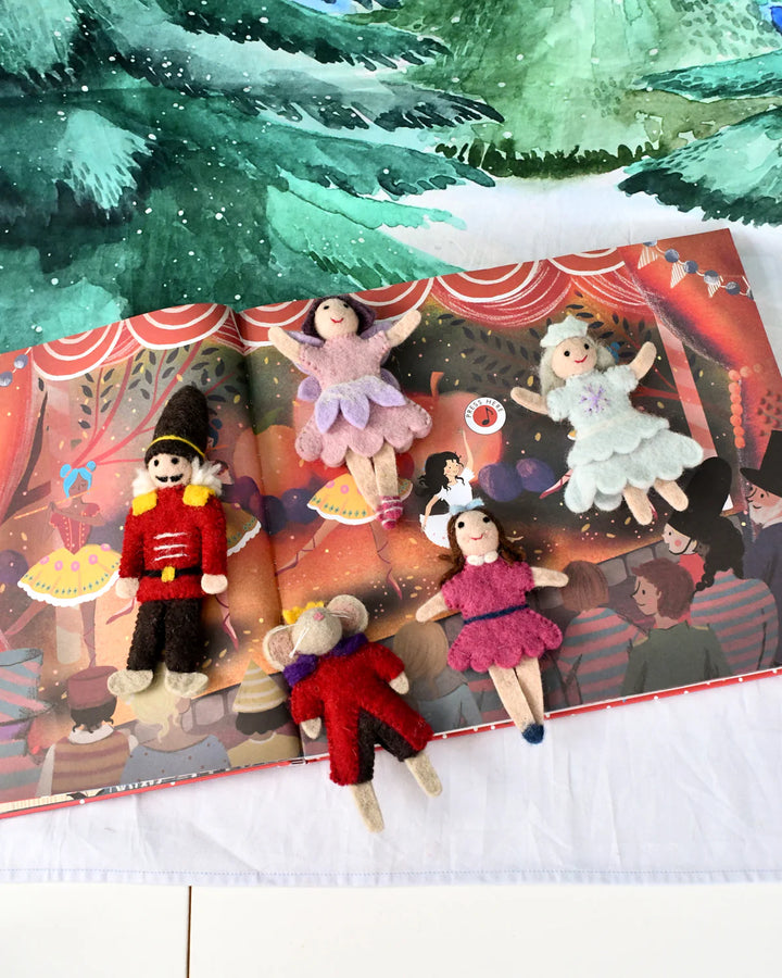 Tara Tresures Felt Nutcracker and the Mouse King Finger Puppet Set