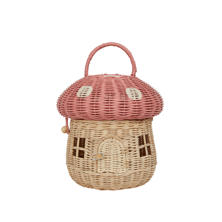 Olli Ella Rattan Mushroom Basket - Musk