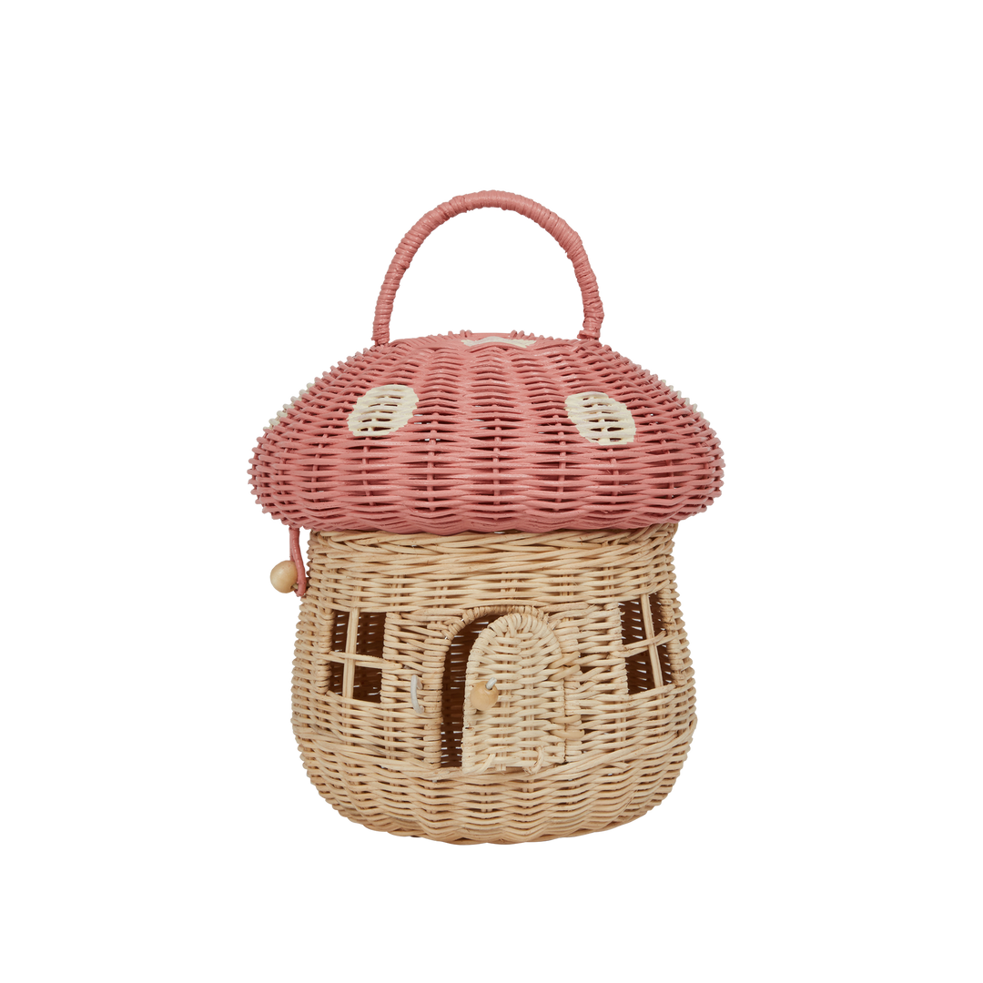 Olli Ella Rattan Mushroom Basket - Musk