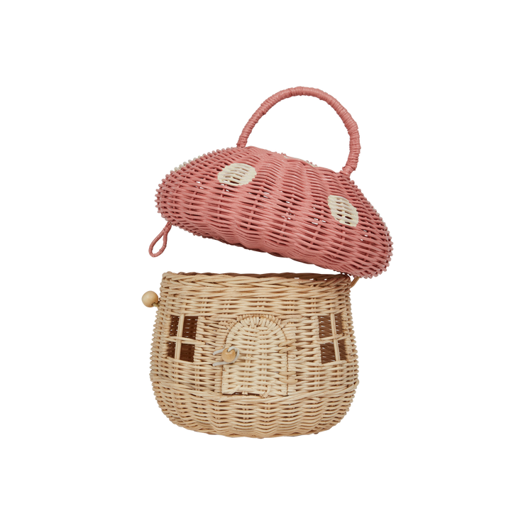 Olli Ella Rattan Mushroom Basket - Musk