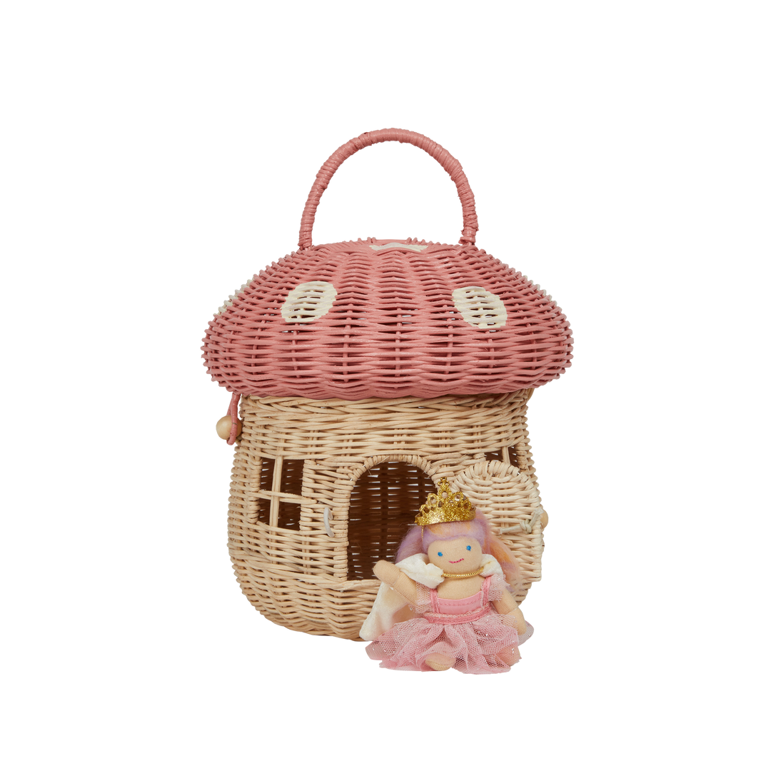 Olli Ella Rattan Mushroom Basket - Musk