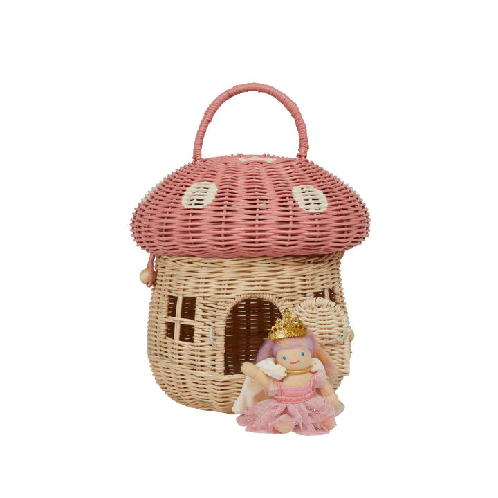 Olli Ella Rattan Mushroom Basket - Musk